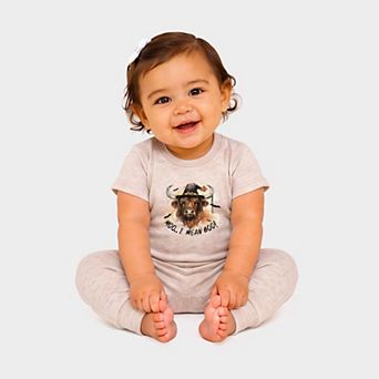 I Mean Boo Longhorn Cow - Infant Jogger Pant Crew Set