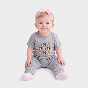 Coquette Black Bow Pumpkin Chart - Infant Jogger Pant Crew Set