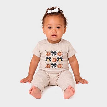 Coquette Black Bow Pumpkin Chart - Infant Jogger Pant Crew Set