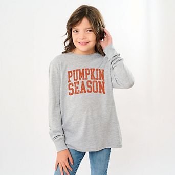 Pumpkin Season Varsity Stacked - Youth Long Sleeve Graphic T-Shirt