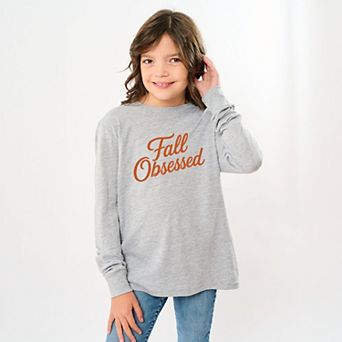 Fall Obsessed Cursive - Youth Long Sleeve Graphic T-Shirt