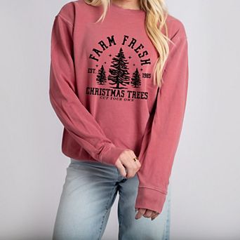 Farm Fresh Christmas Trees Stars - Women's Lightweight Garment Dyed Sweatshirt