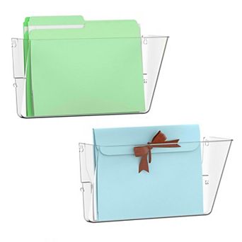 2-Pack Single Pocket Wall Mount File Holder Organizer For Office Home