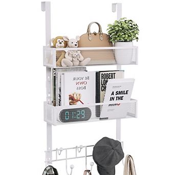 Over The Door Storage Organizer With Hooks And Mesh Baskets For Bathroom Bedroom