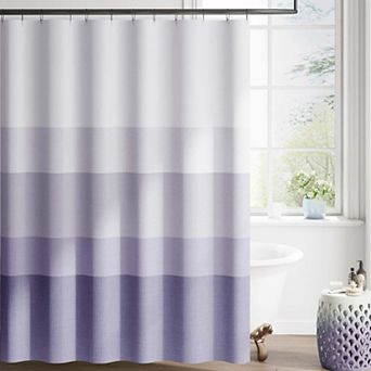 Minimalist Ombre Stripe Waterproof Fabric Shower Curtain With Hooks