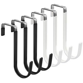 6-Pack Over The Door Hooks Heavy Duty Metal Storage For Towels Clothes Coats