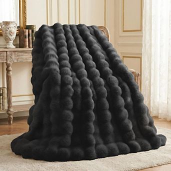 Faux Rabbit Fur Throw Blanket Soft Cozy Thick Warm Home Decor Gift