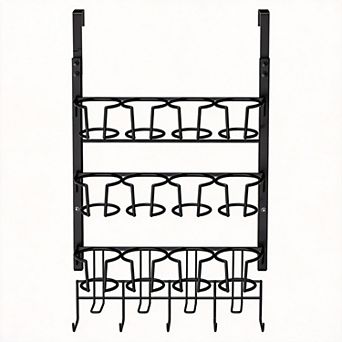 Over The Door Or Wall Mount Tumbler Storage Rack With Hooks For Kitchen Dorm Office Rv
