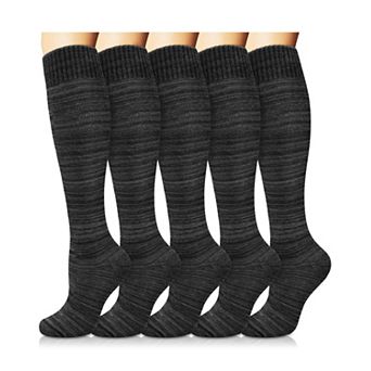 5 Pairs Women Warm Knee High Boot Socks For Cold Weather
