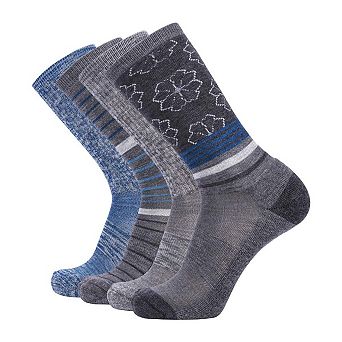 4-Pack Womens Merino Wool Outdoor Hiking Crew Socks Size 9-11