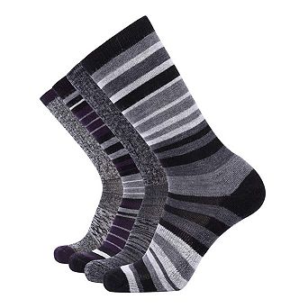 4-Pack Womens Merino Wool Outdoor Hiking Crew Socks Size 9-11