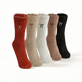 Womens 5 Pairs Cozy Fuzzy Wool Winter Warm Socks Gifts For Women