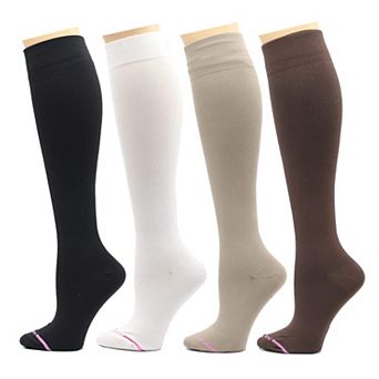 4-Pack Women Graduated Compression High Socks Comfort Support