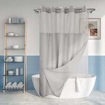No Hook Shower Curtain Liner Set Snap In Replaceable Waterproof Hotel Spa