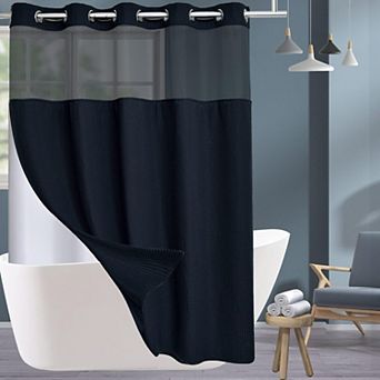 Hotel Luxury Waffle Weave Snap In Liner Shower Curtain Set Waterproof Washable