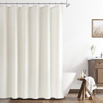 Linen Blend Shower Curtain Water Repellent Weighted Hem Rust Proof Grommets