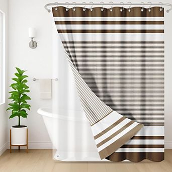 3 in 1 Shower Curtain And Liner Set Waffle Weave With Hooks