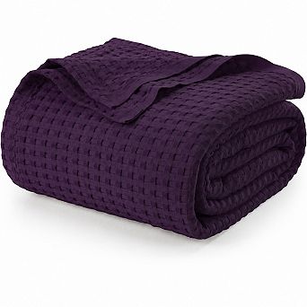100% Cotton Waffle Weave Blanket Lightweight Breathable Cozy All Season Decor Gift