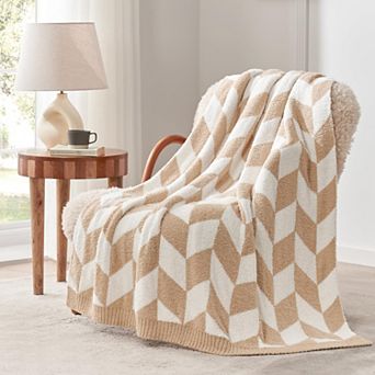 Set of 2 Reversible Super Soft Microfiber Knit Blanket Warm Cozy Decorative Throw
