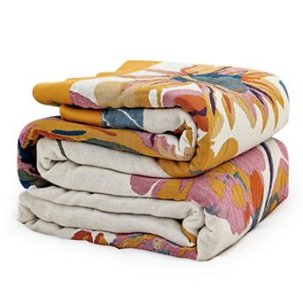 Boho Sunflower Butterfly Cotton Throw Blanket Breathable Lightweight Farmhouse Decor