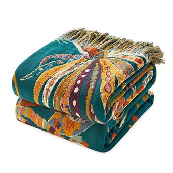 Boho Sunflower Butterfly Cotton Throw Blanket Breathable Lightweight Farmhouse Decor
