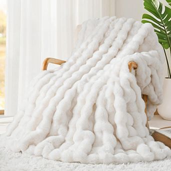 1000GSM Faux Rabbit Fur Throw Blanket Double Sided Plush Cozy Home Decor