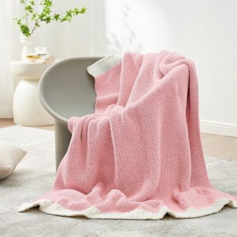 Set of 2 Reversible Super Soft Knitted Blanket Warm Cozy Lightweight Throw for Couch Bed Picnic