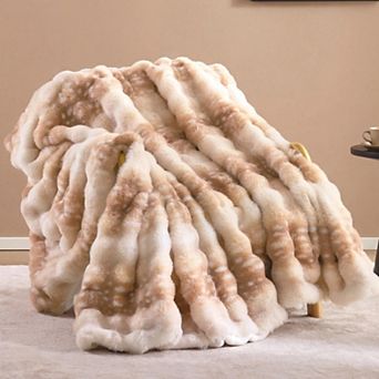 Rainbow Bubble Faux Fur Throw Blanket Fluffy Soft Cozy Decor Gift for Women