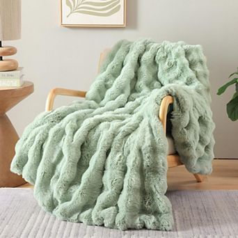 Rainbow Bubble Faux Fur Throw Blanket Fluffy Soft Cozy Decor Gift for Women