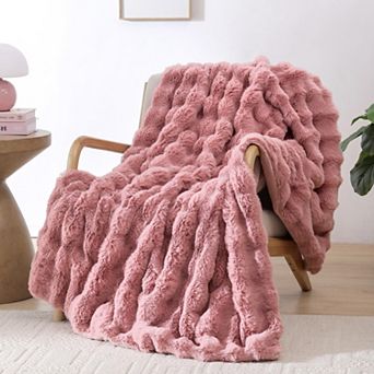 Faux Fur Bubble Texture Blanket Super Soft Cozy Luxury Decor Gift for Women