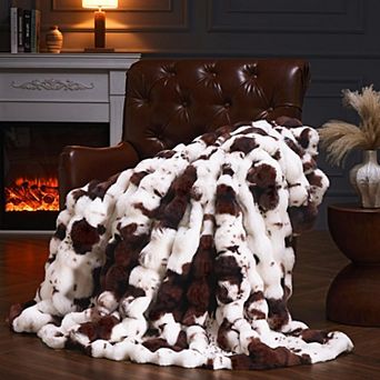 Faux Rabbit Fur Throw Blanket Fluffy Plush Warm Cozy Decorative