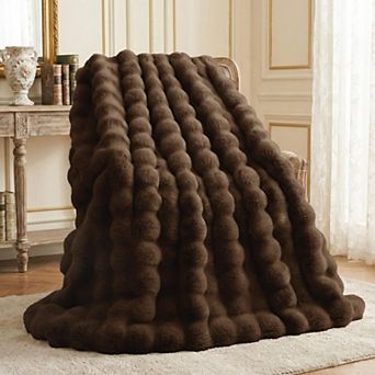 Faux Rabbit Fur Throw Blanket Soft Cozy Thick Warm Home Decor Gift