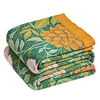 Boho Floral Birds Embroidery Reversible Cotton Gauze Throw Blanket All Season Home Decor