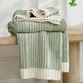 Chenille Throw Blanket Soft Cozy Moss Stitch Knit Decor for Couch Sofa Chair