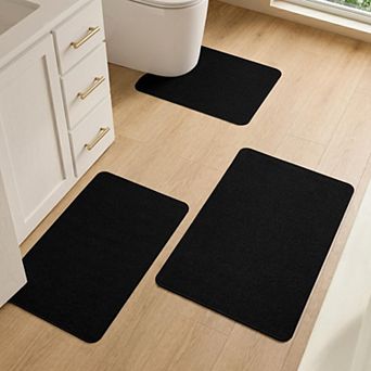 3 pc Bathroom Rug Set Ultra Thin Non Slip Absorbent Quick Dry