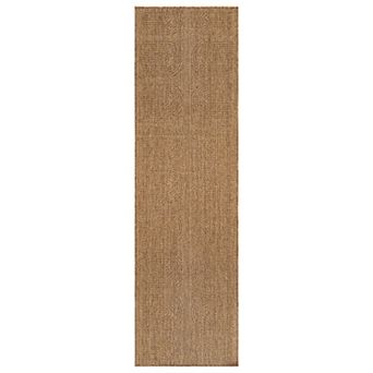 Geometric Border Indoor/Outdoor Flat Woven-Natural Jute-Style Patio Rug for Backyard Porch Deck