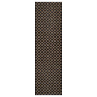 Checkered Indoor/Outdoor Flat Woven-Natural Jute-Style, Easy-Care Patio Rug for Backyard Porch Deck