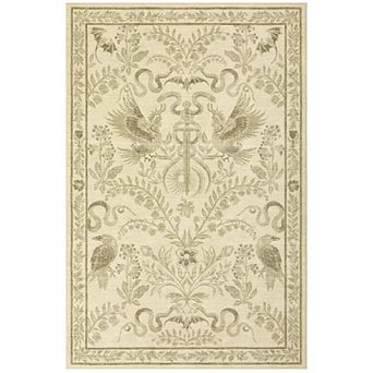 Floral Snake & Bird Print Machine Washable Area Rug with Non-Slip TPR Backing Soft Foldable Carpet
