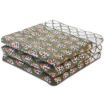 Hand Block Printed Waffle Weave Kitchen Towel Set