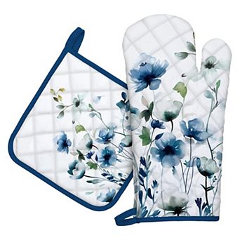 Flower Oven Mitts Pot Holder Set Heat Resistant Kitchen Gloves
