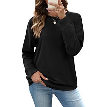 Women Crew Neck Long Sleeve Pullover Top