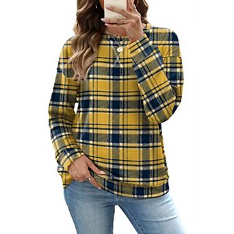 Women Crew Neck Long Sleeve Pullover Top