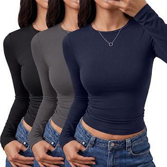 3-Pack Women's Long Sleeve Fitted Tees