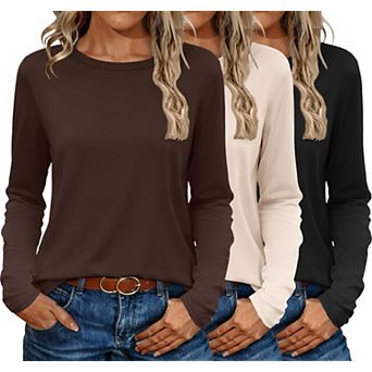 3 Pack Women Long Sleeve Thermal Shirts Base Layer Tops