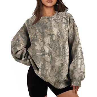 Camo Maple Leaf Fleece Crewneck Hoodie