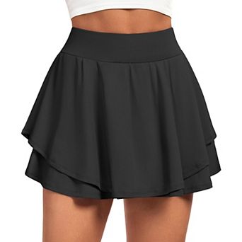 Women Pleated Tennis Skort Pockets Athletic Golf Skirt