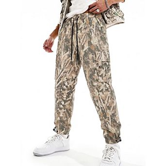 Men's Cargo Pants Elastic Waist Drawstring Hems Pockets