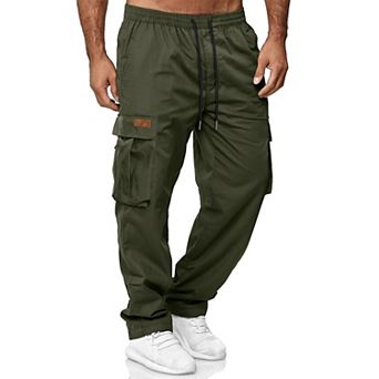 Men's Cargo Pants Relaxed Fit Multi-Pockets Elastic Waist