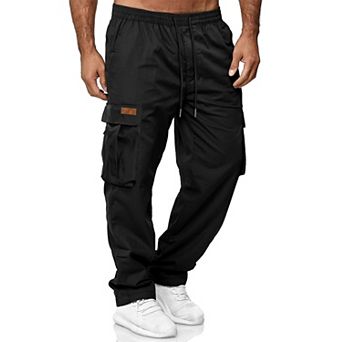Men's Cargo Pants Relaxed Fit Multi-Pockets Elastic Waist