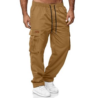 Men's Cargo Pants Relaxed Fit Multi-Pockets Elastic Waist